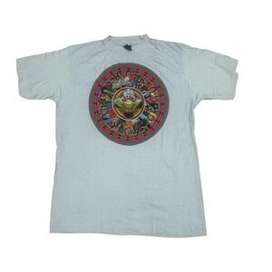 Vintage Record Factory Shirt Mens XL Light Blue 1976 Pat Ryan Graphic Tee 70s